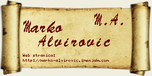 Marko Alvirović vizit kartica